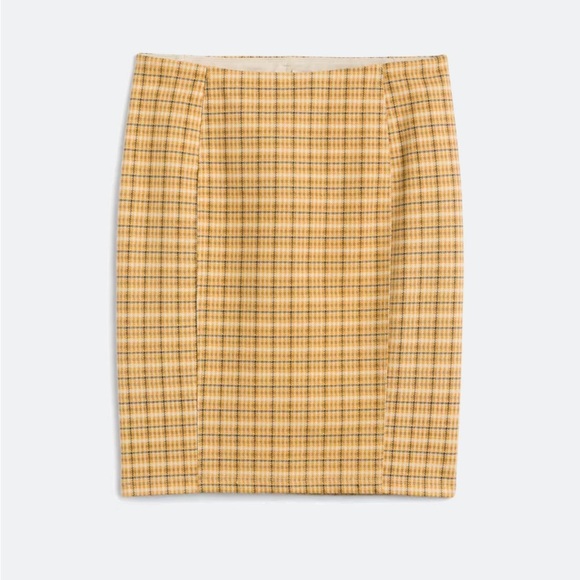 Liverpool Bia Knit Pencil Skirt | Goldenrod Yellow/Grey-Blue Plaid | Petite 10P - Picture 1 of 16